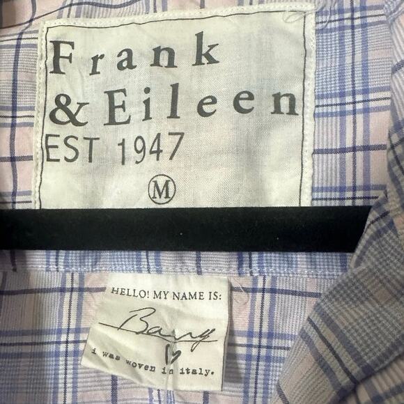 Frank & Eileen Barry 100% Cotton Plaid Long Sleeve Button-Up Shirt Blue Womens M - Picture 7 of 7